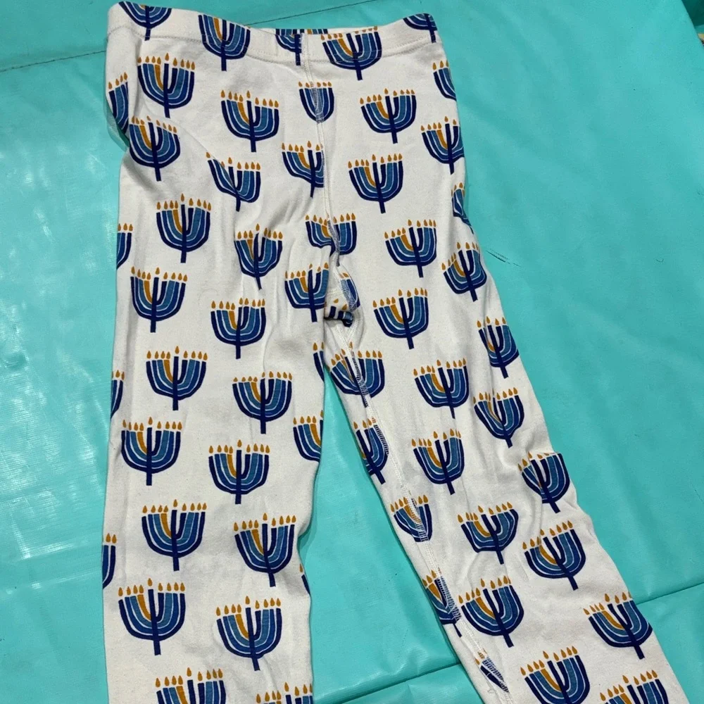 Worn Once- Hanna Andersson Blue and White Menorah Pajama Set for Hanukkah